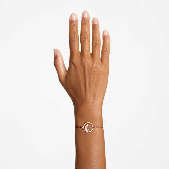 Pulsera Dellium, Bambú, Blanca, Baño tono oro rosa - Swarovski, 5645376
