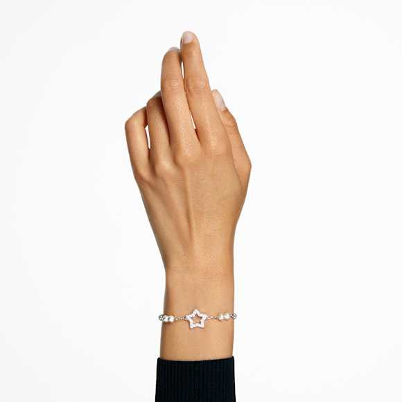 Stella 手链, 密镶, 星星, 白色, 镀铑 - Swarovski, 5645385