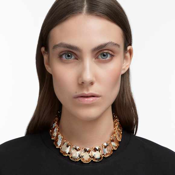 Harmonia choker, Oversized floating crystals, Gold tone, Gold-tone plated - Swarovski, 5646684
