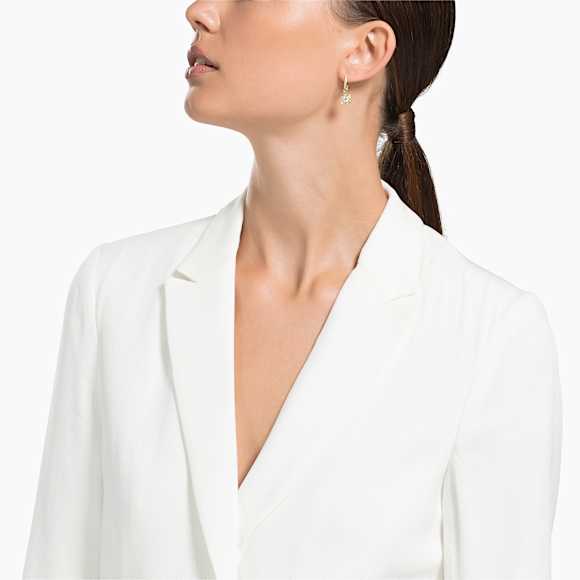 Una Hängande örhängen, Rundslipad, Vit, Guldfärgad plätering - Swarovski, 5646733