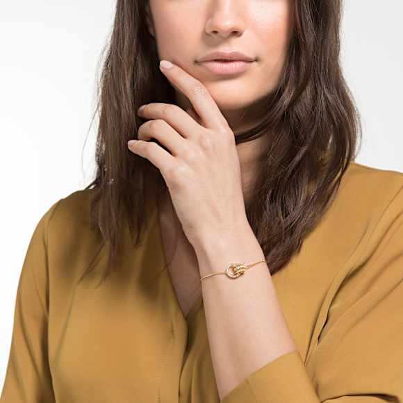 Hyperbola ブレスレット, インターロッキングループ, ホワイト, ゴールドトーン・プレーティング - Swarovski, 5646737