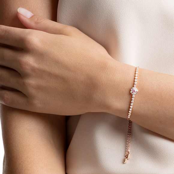 One bracelet, Heart, Pink, Rose gold-tone plated - Swarovski, 5646745
