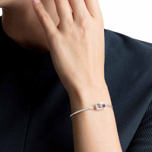 Una bracelet, Round cut, Oval shape, Blue, Rhodium plated - Swarovski, 5646749