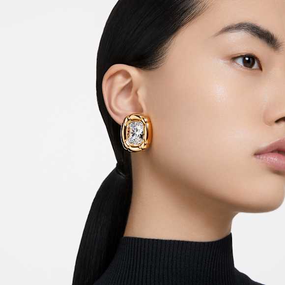 Dulcis 夹式耳环, 枕形切割, 金色, 镀金色调 - Swarovski, 5647228