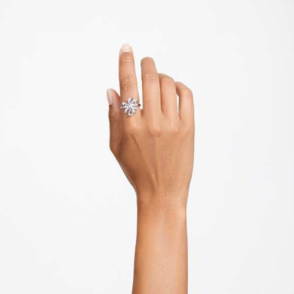 Bague cocktail Volta, Nœud, Blanche, Métal rhodié - Swarovski, 5647722