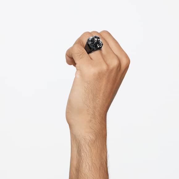 Inel cocktail Numina, Tăietură octogonală, Negru, Placat cu ruteniu - Swarovski, 5648235