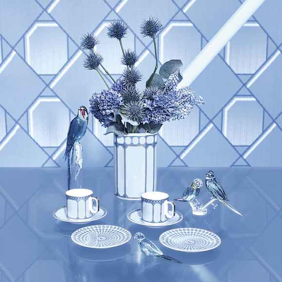 Signum espresso cup with saucer, Porcelain, Blue - Swarovski, 5648501