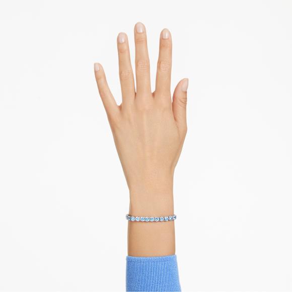 Matrix Tennis Armband, Rundschliff, Blau, Rhodiniert - Swarovski, 5648927