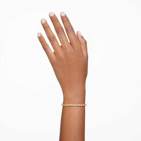 Bracelet Matrix Tennis, Coupe ronde, Jaune, Placage de ton or - Swarovski, 5648933