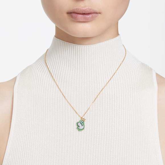Přívěsek Pop Swan, Labuť, Zelená, Pokoveno ve zlatém odstínu - Swarovski, 5649198