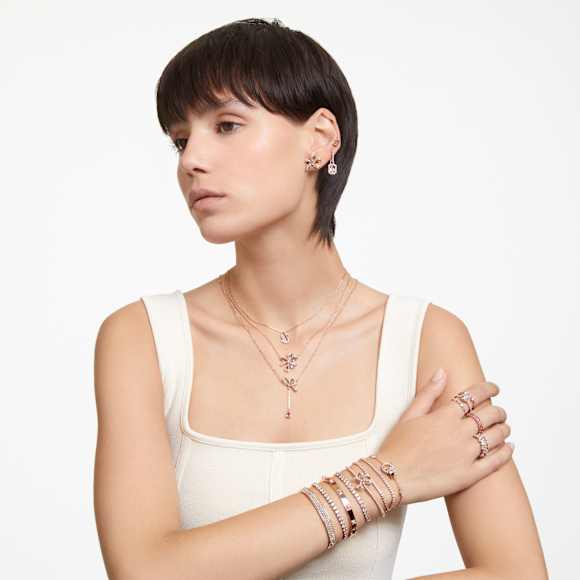 Una Angelic drop earrings, Octagon cut, Pink, 18K rose gold finish - Swarovski, 5649474