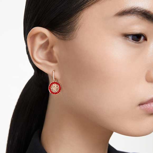 Alea 水滴形耳环, 红色, 镀玫瑰金色调 - Swarovski, 5649790