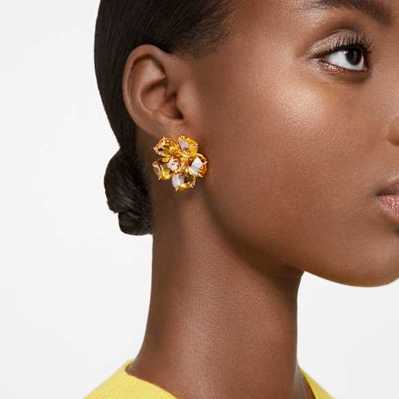 Idyllia スタッドピアス, フラワー, イエロー, ゴールドトーン・プレーティング - Swarovski, 5650571