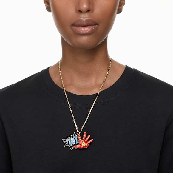 Obesek in broška Iron Man © MARVEL, Večbarvna, PVD zlatega odtenka - Swarovski, 5650575