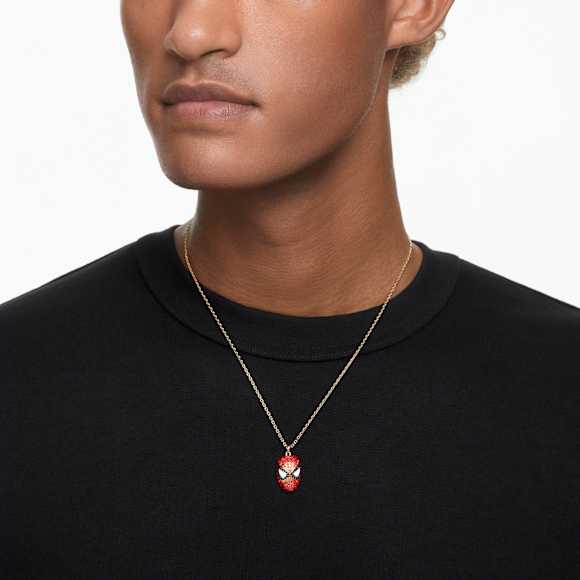 Marvel Spider-Man pendant, Red, Gold-tone plated - Swarovski, 5650576