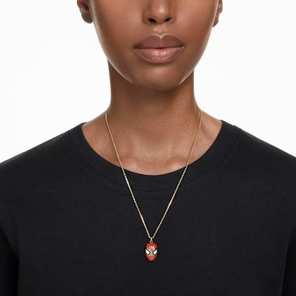 Marvel Spider-Man pendant, Red, Gold-tone plated - Swarovski, 5650576