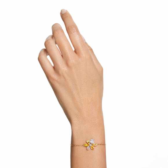 Gema 手链, 混合切割, 花朵, 黄色, 镀金色调 - Swarovski, 5652820