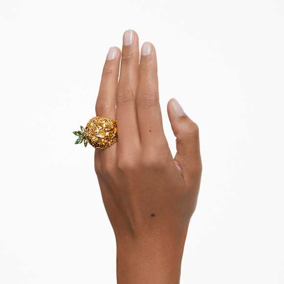 Idyllia cocktail ring, Pineapple, Multicolored, Gold-tone plated - Swarovski, 5655322