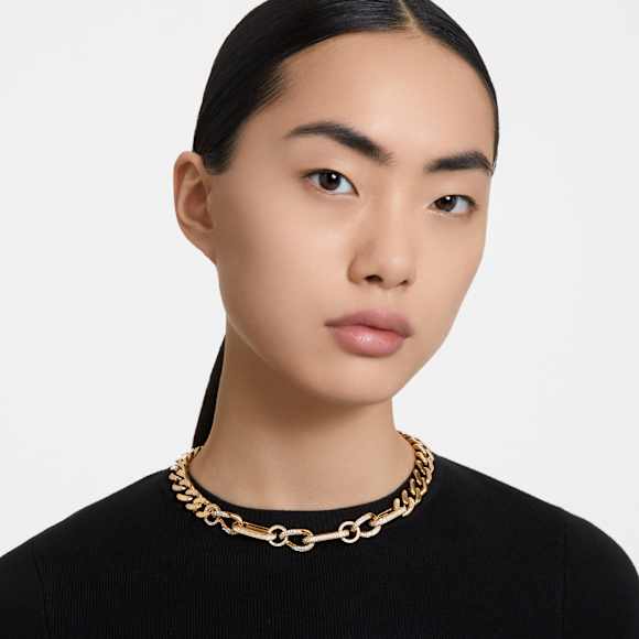 Collier Dextera, Pièce d’exception, Liens mélangés, Blanc, Placage de ton or - Swarovski, 5655647