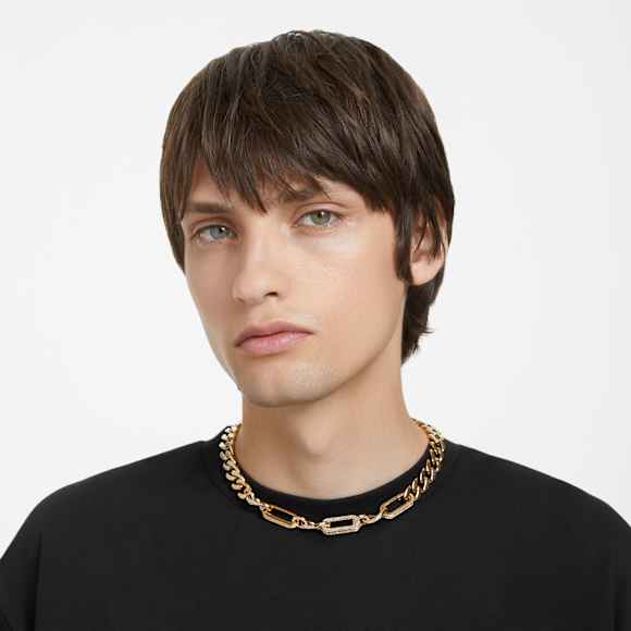 Collier Dextera, Pièce d’exception, Liens mélangés, Blanc, Placage de ton or - Swarovski, 5655647