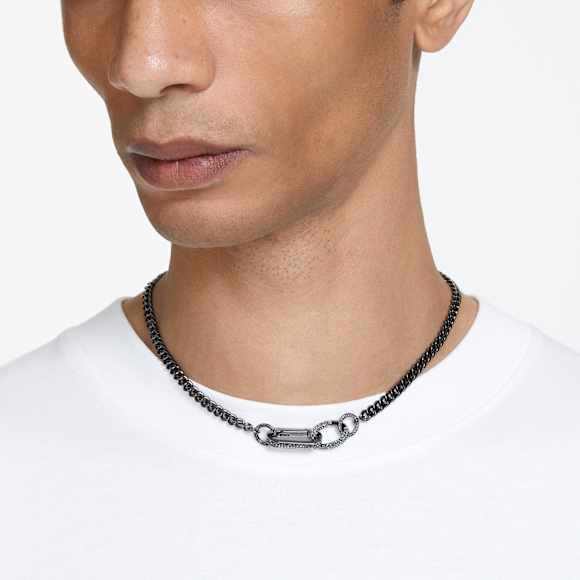 Dextera สร้อยคอ, ฝังแบบพาเว่, ห่วงแบบผสม, ดำ, เคลือบรูทีเนียม - Swarovski, 5656622