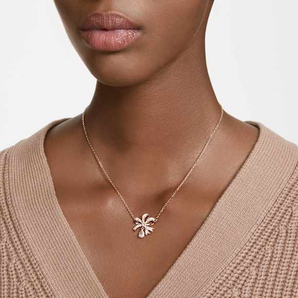 Collier Hyperbola, Nœud, Petit, Blanc, Doré à l’or rose 18 carats (750/1000) - Swarovski, 5656741