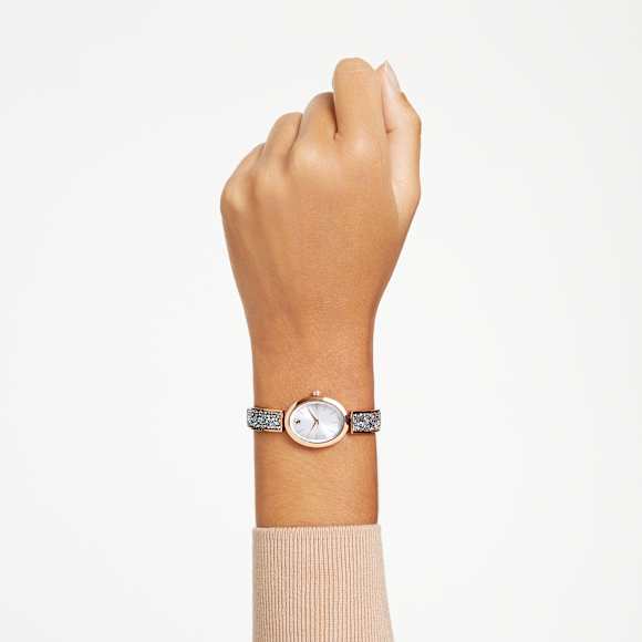 Ročna ura Crystal Rock Oval, Izdelano v Švici, Kristalna zapestnica, Odtenek rožnatega zlata, Prevleka v rožnato zlatem odtenku - Swarovski, 5656851