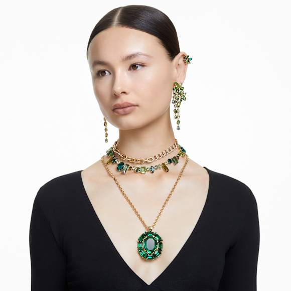 Collar Gema, Tallas mixtas, Verde, Acabado en oro de 18 quilates - Swarovski, 5657388