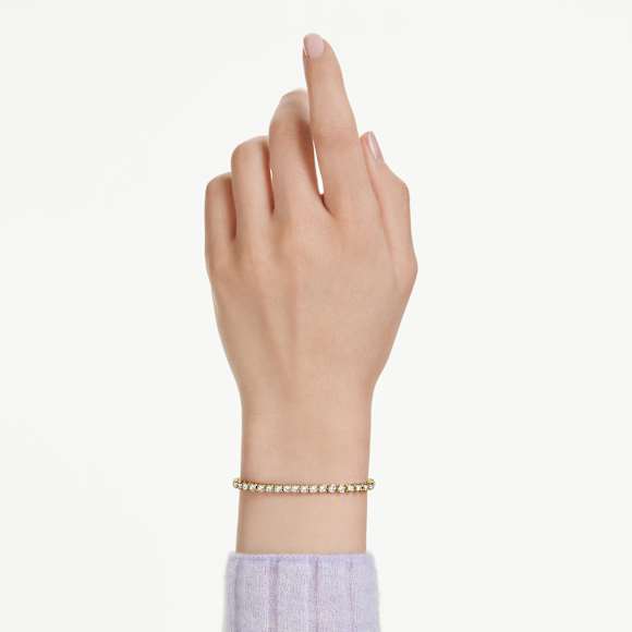 Matrix Tennis bracelet, Round cut, White, 18K gold finish - Swarovski, 5657662