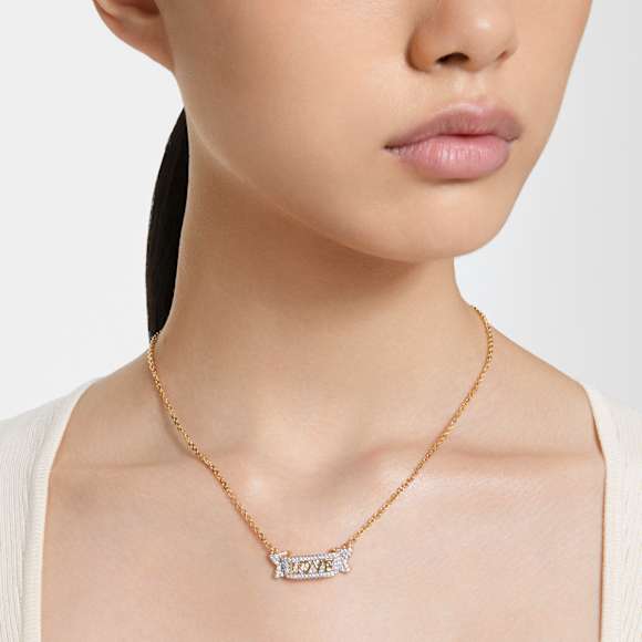 Volta Love 项链, 白色, 镀金色调 - Swarovski, 5657725