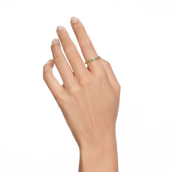 Matrix ring, Round cut, Green, Gold-tone plated - Swarovski, 5658659