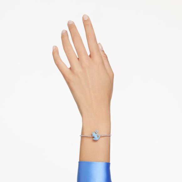 Swan Armreif, Schwan, Blau, Rhodiniert - Swarovski, 5660595