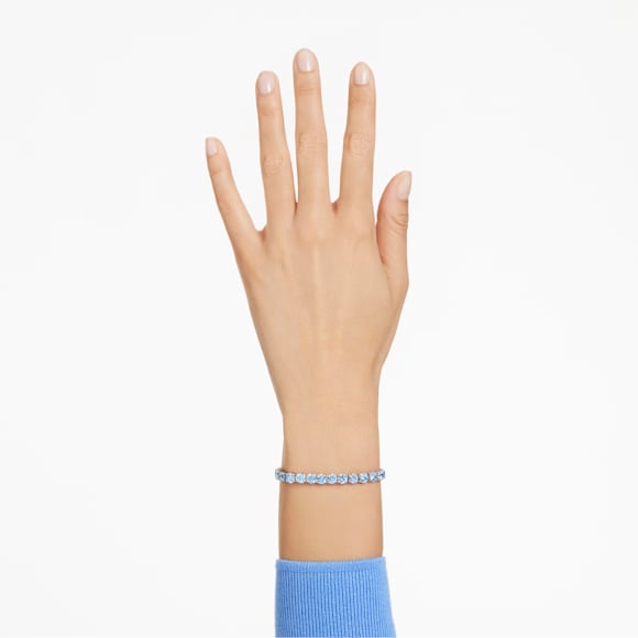 Matrix Tennis bracelet, Round cut, Blue, Rhodium plated - Swarovski, 5660914