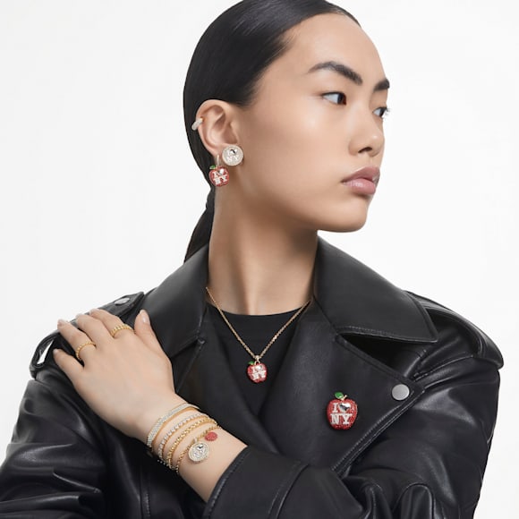 Matrix Tennis 手鏈, 圓形切割, 黃色, 鍍金色色調 - Swarovski, 5660915