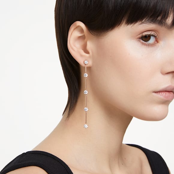 Constella Drop-Ohrhänger, Rundschliff, Weiß, Roségold-Legierungsschicht - Swarovski, 5661463