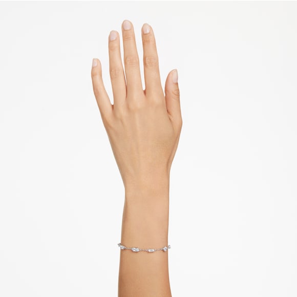 Braccialetto Mesmera, Taglio misto, Design sparpagliato, Bianco, Placcato rodio - Swarovski, 5661530