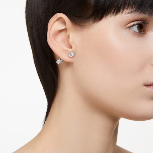 Mesmera bar earrings, Mixed cuts, White, Rhodium plated - Swarovski, 5661682
