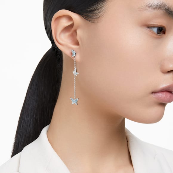 Idyllia Lilia 드롭 이어링, 나비, 블루, 로듐 플래팅 - Swarovski, 5662182