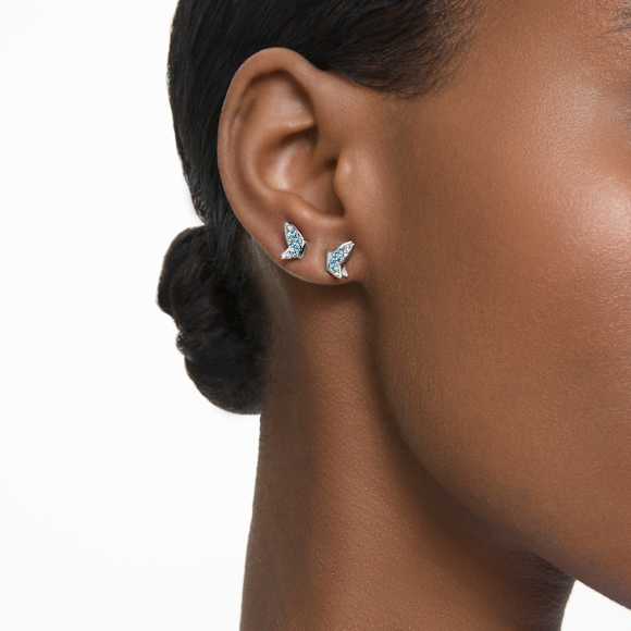 Cercei stud Idyllia Lilia, Fluture, Albaștri, Placat cu rodiu - Swarovski, 5662183