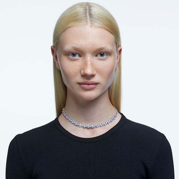 Collana Tennis Matrix, Taglio Pear, Bianca, Placcato rodio - Swarovski, 5662277