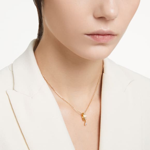 Dextera pendant, Mixed cuts, White, Gold-tone plated - Swarovski, 5663333