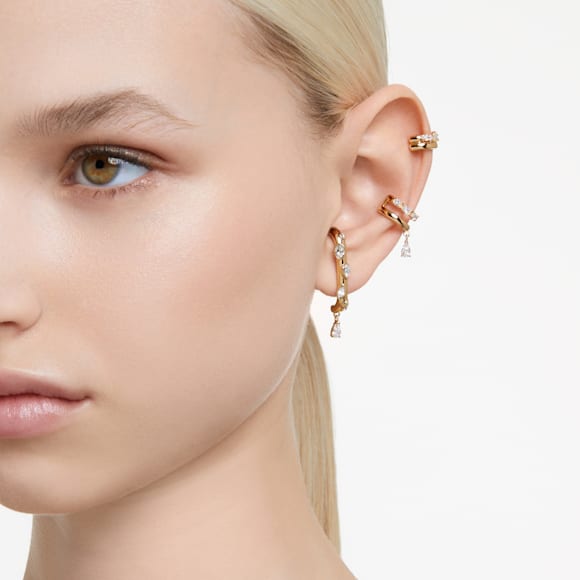 Boucle d'oreille manchette Dextera, Parure (3), Tailles variées, Blanc, Placage de ton or - Swarovski, 5663334