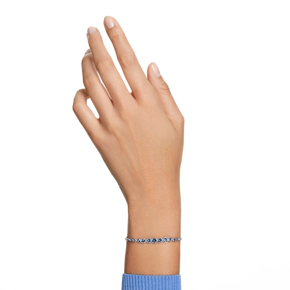 Imber Emily bracelet, Mixed round cuts, Blue, Rhodium plated - Swarovski, 5663394