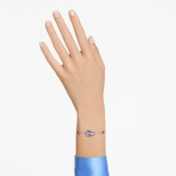 Dextera bracelet, Interlocking loop, Blue, Rhodium plated - Swarovski, 5663493