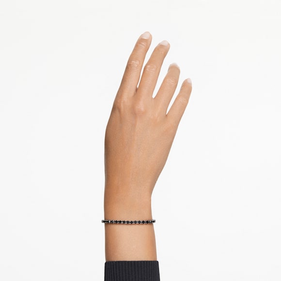 Bracelet Matrix Tennis, Coupe ronde, Noir, Métal plaqué ruthénium - Swarovski, 5664196