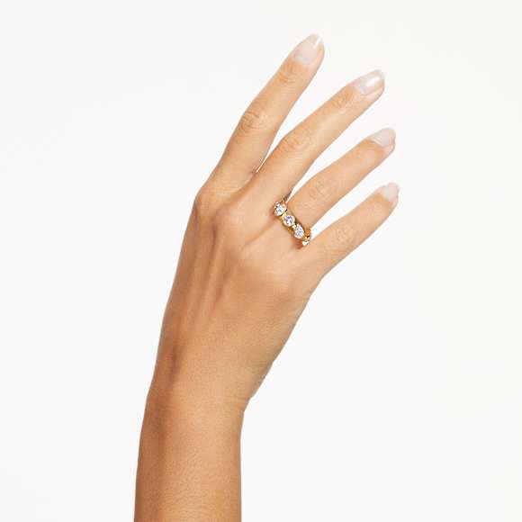 Dextera ring, Mixed cuts, White, Gold-tone plated - Swarovski, 5665483