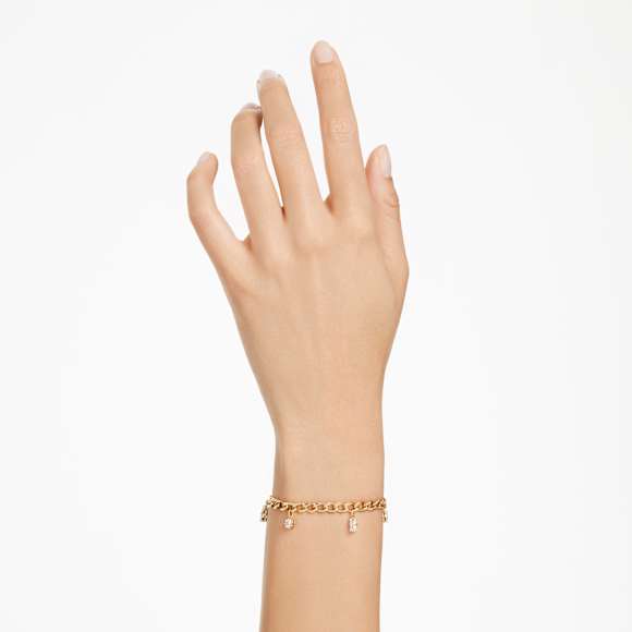 Imber bracelet, Mixed cuts, White, Gold-tone plated - Swarovski, 5665830