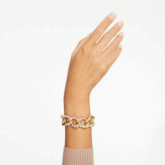 Imber bracelet, Statement, Mixed cuts, White, 18K gold finish - Swarovski, 5666027