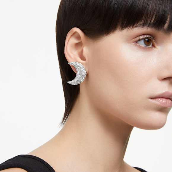 Sublima Ohrclips, Mond, Weiß, Rhodiniert - Swarovski, 5666158