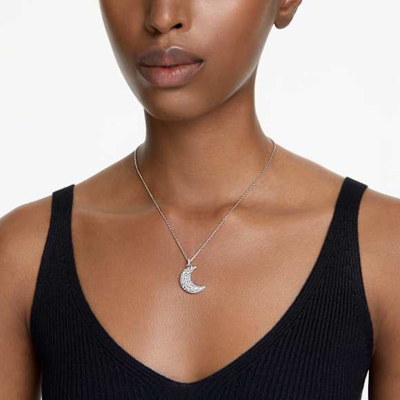 Sublima Anhänger, Mond, Weiß, Rhodiniert - Swarovski, 5666181